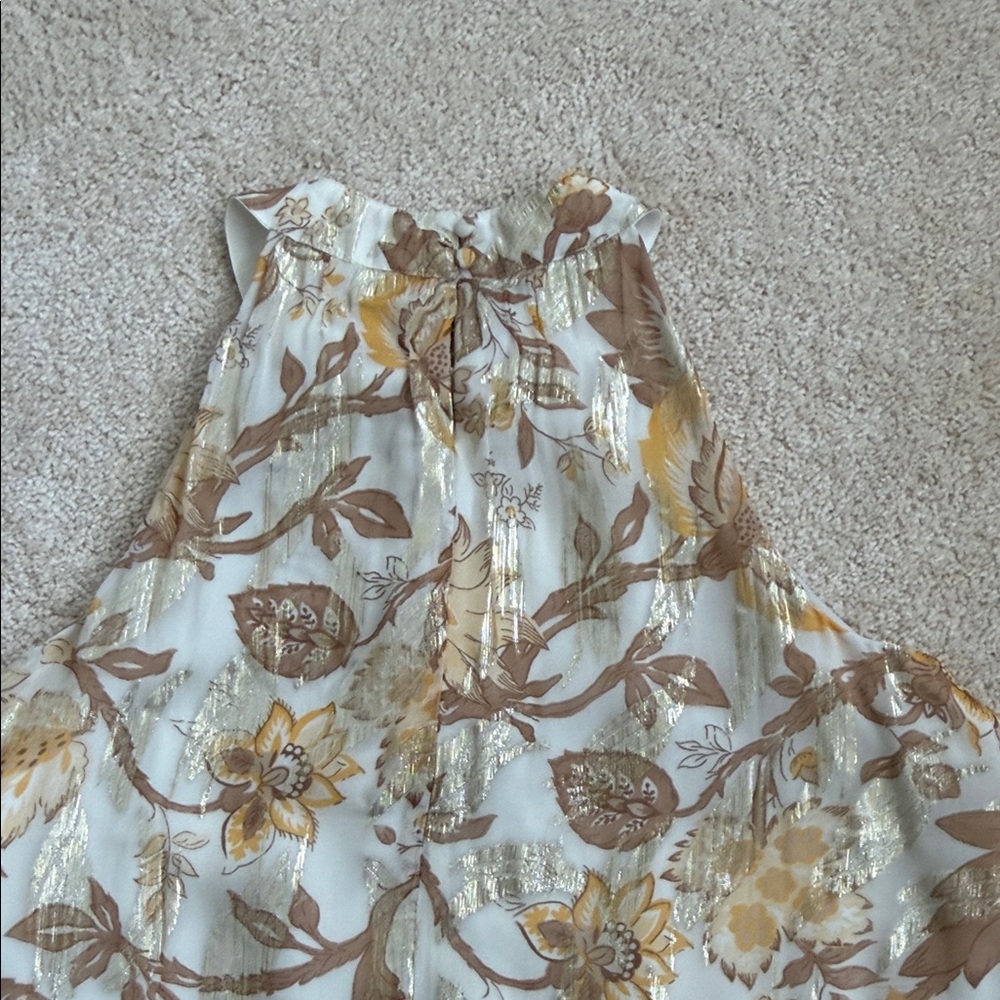 Talbots Floral Blouse - Gold Yellow and Brown - Picture 3 of 7